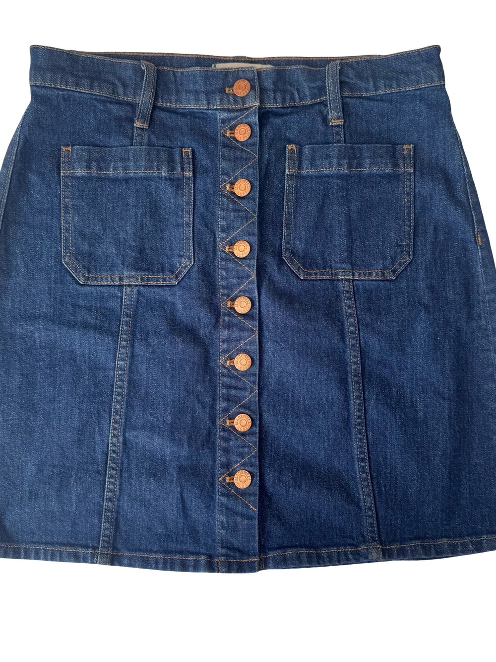 Madewell Women’s Blue Denim Button-Front Mini Skirt High Rise Pockets Size 30
